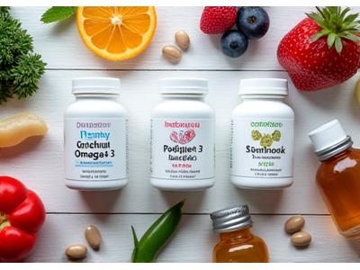 Assortment of dietary supplements and vitamins