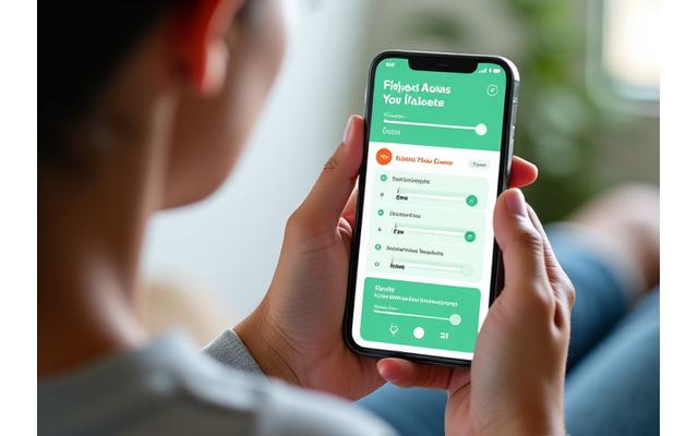 Person using an app to adjust daily wellness goals and preferences, showing program flexibility.